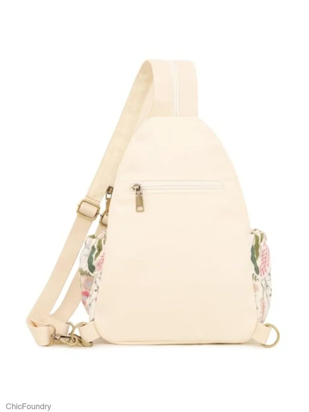 Embroidered Sling Backpack Crossbody Purse Anti-Theft Travel Daypack Adjustable